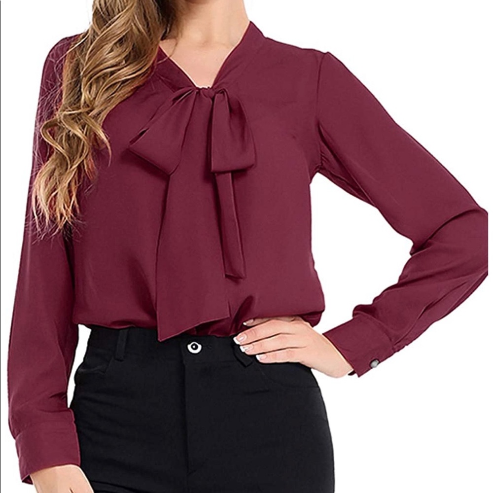 AUQCO Women's Chiffon Blouse Business Button Down